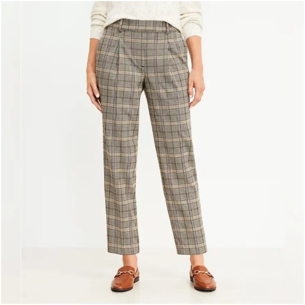 LOFT Pull On Taper Pants in Shimmer Plaid
